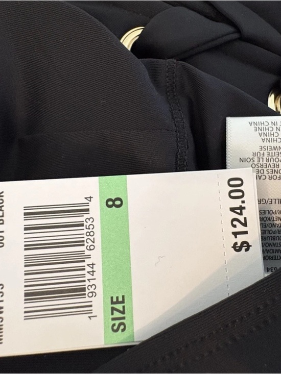 Michael Kors MM5W133 Lace Up One Piece Swimsuit Black Wide Strap Size 8 - Picture 7 of 8